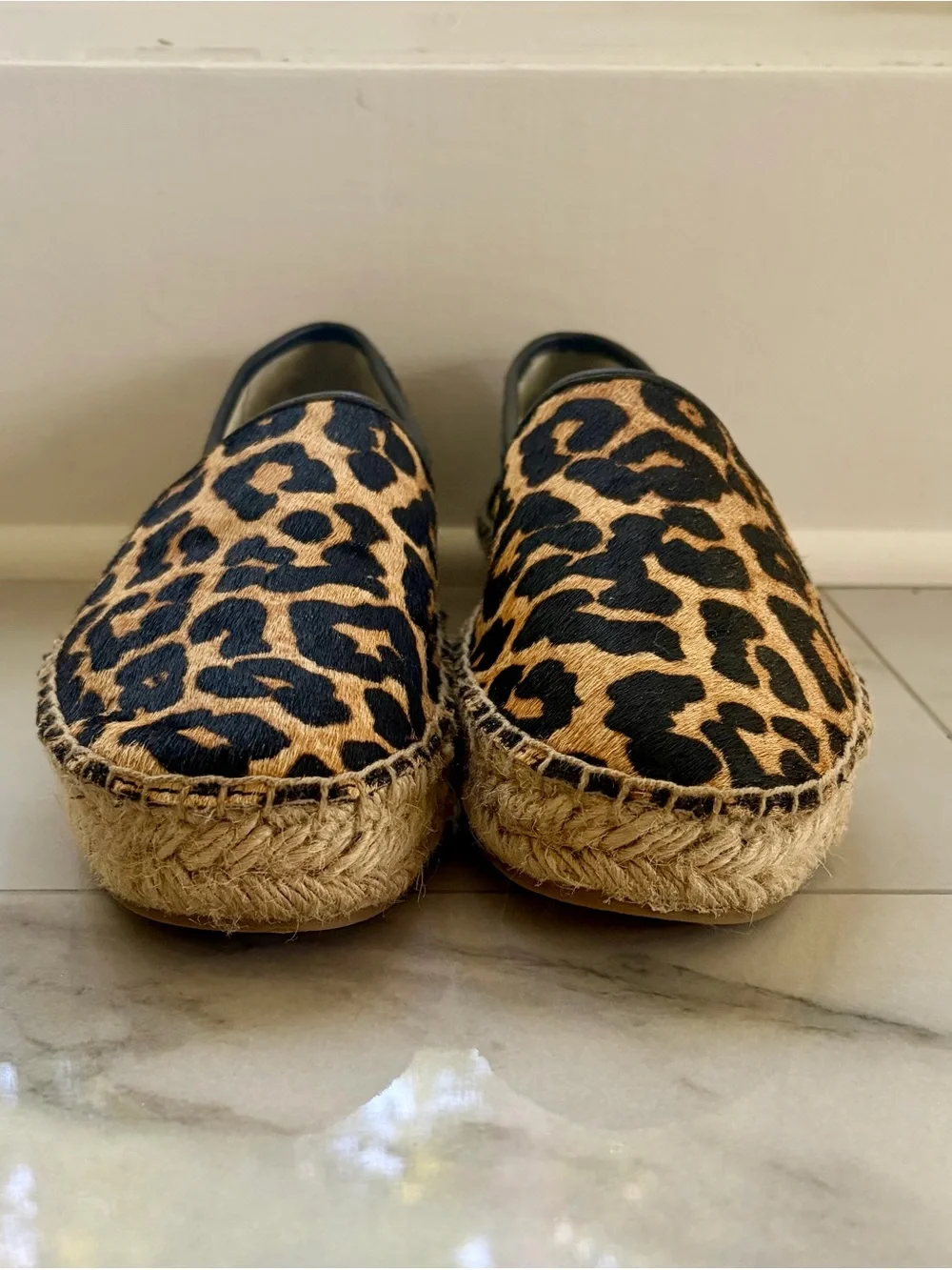 Johnny Was Garden Leopard Espadrille Slip On Platform Suede